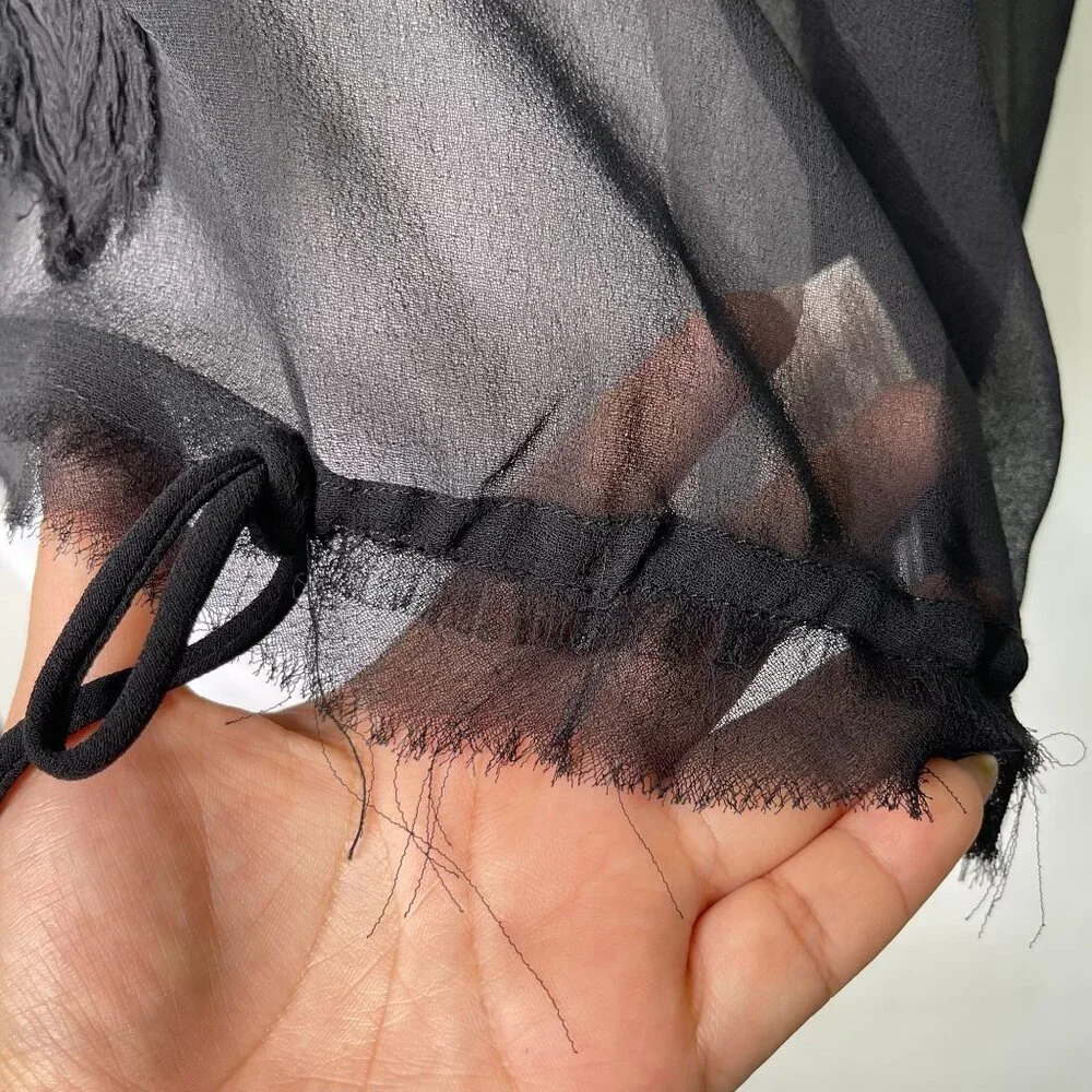 Free People Women's Black Sheer V-Neck Tank Top Size Large - Picture 12 of 12